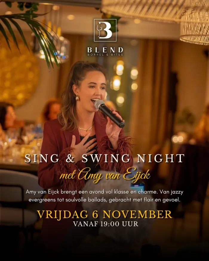 Poster Sing & Swing Night met Amy van Eijck op vrijdag 6 november