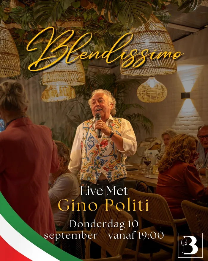 Poster Blendissimo met Gino Politi op donderdag 10 september